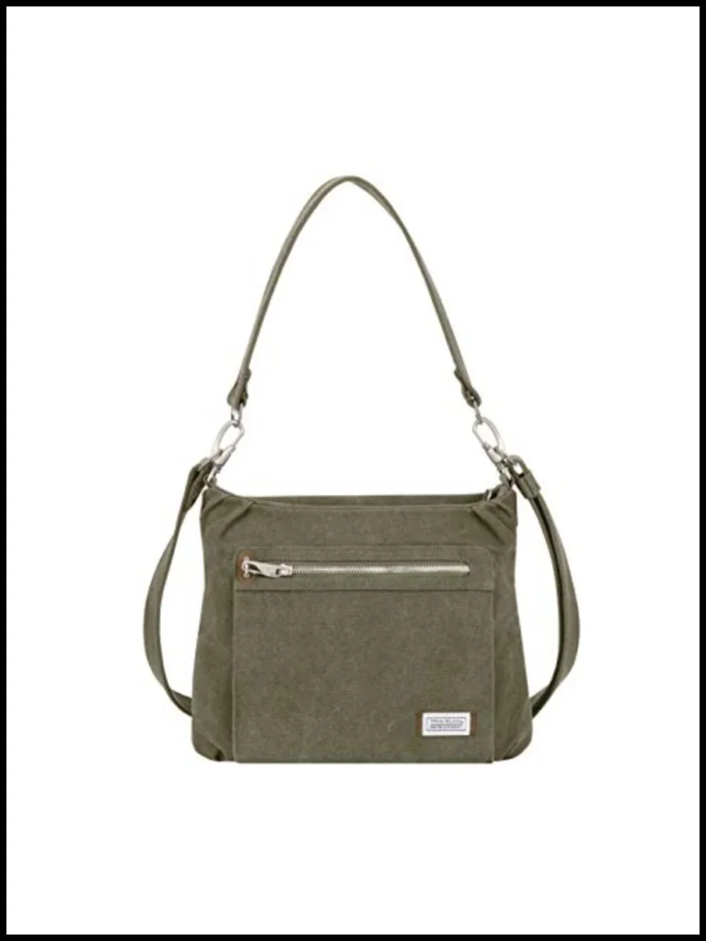 Anti-Theft Hobo Bag Cotton Poly Canvas Full-Grain Suede Trim Travel